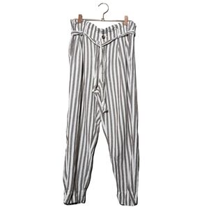 MADEWELL‎ Striped Linen-Blend Paperbag Pants Size 2